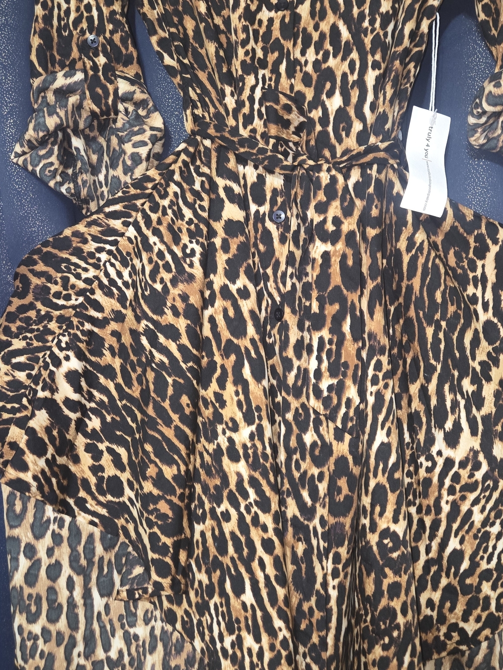 Leopard Print Maxi Shirt Dress - Brown & Black - Picture 2 of 8